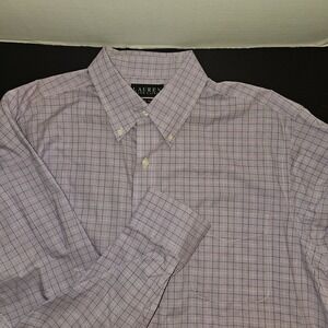 Lauren Ralph Lauren Shirt Mens 17  34/35  Purple Lavender Check Non Iron